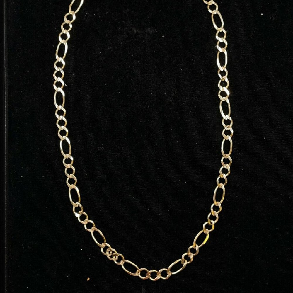 10K Yellow Gold Figaro Chain 20" Italian Necklace Lobster Clasp 19.0g (R036)